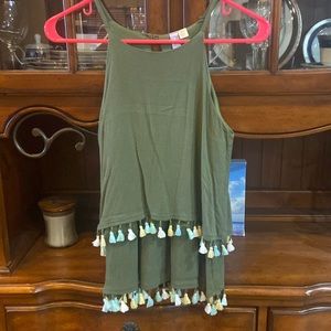 Green Tassel Tank Top